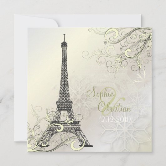 PixDezines EIFFEL PARIS+SNOWFLAKES INVITATIONS (Devant)