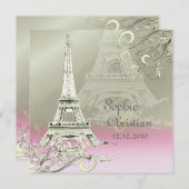 PixDezines EIFFEL TOWER INVITATIONS/DIY BACKGROUND Kaart (Voorkant / Achterkant)