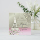 PixDezines EIFFEL TOWER INVITATIONS/DIY BACKGROUND Kaart (Staand voorkant)