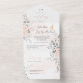 PixDezines Elegant Blush Peonies All In One Uitnodiging (Binnen)