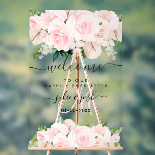 PixDezines Elegant Blush Roze Rozen Anthuriums Acryl Bord