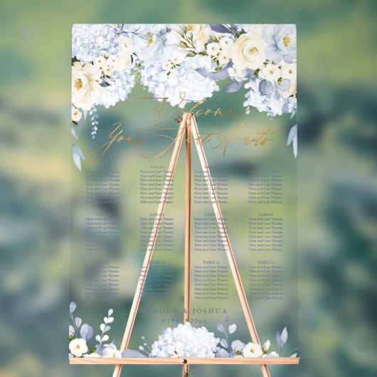 PixDezines élégant Dusty Blue Hyde Seating Chart (Neutre)