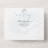 PixDezines Elegant Dusty Blue Rozen All In One Uitnodiging (Achterkant)