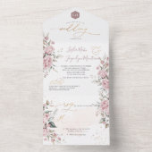 PixDezines Elegant Dusty Rozen Waterverf Flowers All In One Uitnodiging (Binnen)
