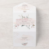 PixDezines Elegant Dusty Rozen Waterverf Flowers All In One Uitnodiging (Buitenkant)