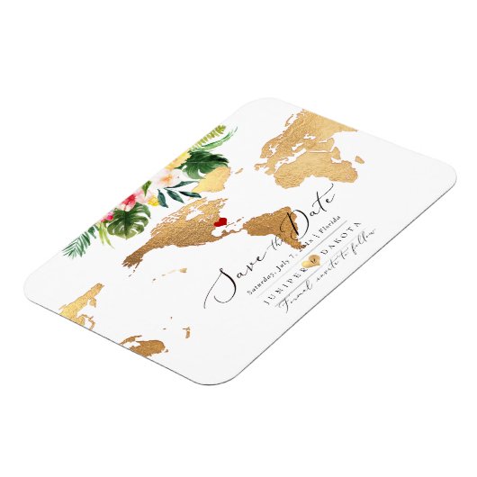PixDezines Elegant Gold Map opslaan op datum Magneet (Linkerzijde)