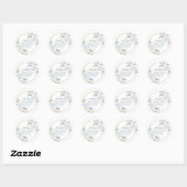 PixDezines Elegant H2 Blauw Rozen Dank u Ronde Sticker (Vel)
