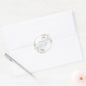 PixDezines Elegant H2 Blauw Rozen Dank u Ronde Sticker (Envelop)
