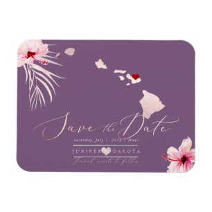 PixDezines Elegant Hawaiian DIY Map Save the Date Magneet