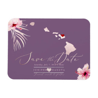 PixDezines Elegant Hawaiian DIY Map Save the Date Magneet