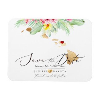 PixDezines Elegant Hawaiian DIY Map Save the Date Magneet