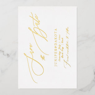 PixDezines Elegant Luxe Calligrafie Sparen de Datu Folie Uitnodiging