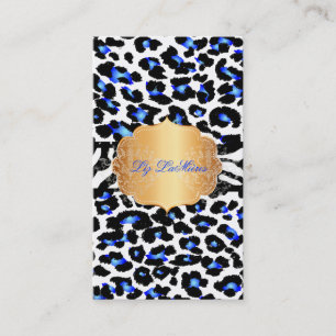 PixDezines elektrische blauwe cheetah+zebra Visitekaartje