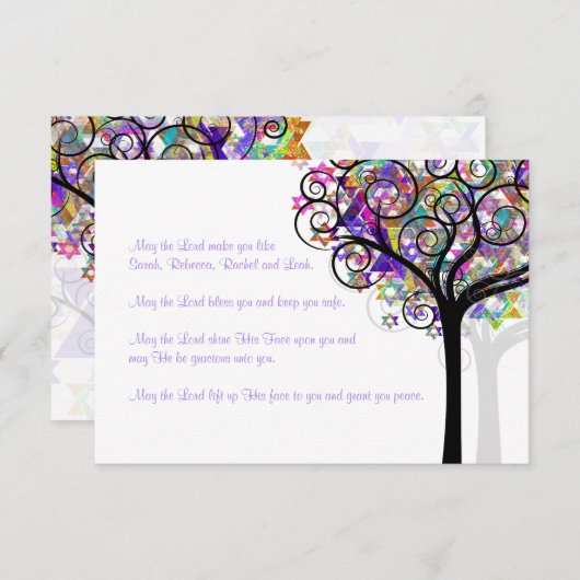 PixDezines Enclosures Tree of Life Bat Mitzvah Informatiekaartje (Voorkant / Achterkant)