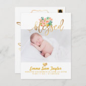 PixDezines Faire-part de naissance/aquarelle flora (Devant / Derrière)