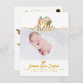 PixDezines Faire-part de naissance/aquarelle flora (Devant / Derrière)