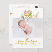 PixDezines Faire-part de naissance/aquarelle flora (Devant / Derrière)