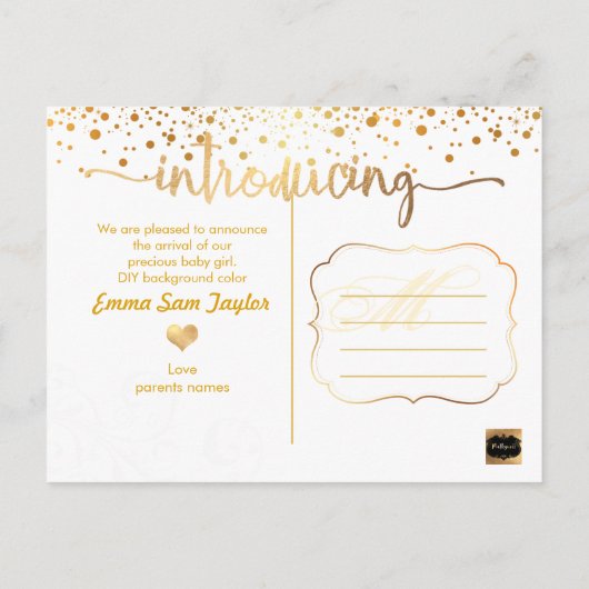 PixDezines Faire-part de naissance/Faux Gold (Dos)