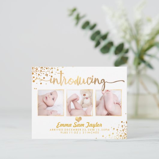 PixDezines Faire-part de naissance/Faux Gold (Debout devant)