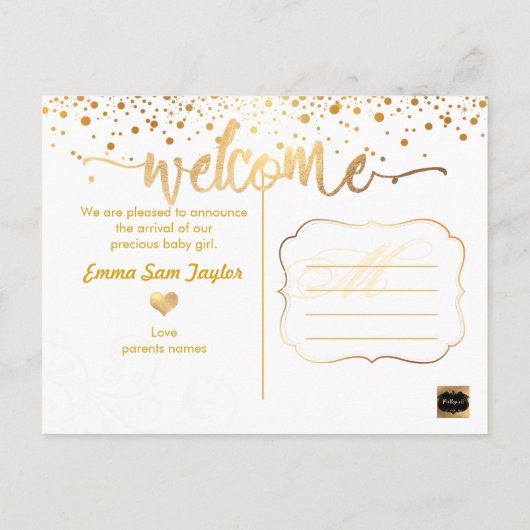 PixDezines Faire-part de naissance/Faux Gold (Dos)