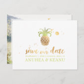 PixDezines Faux Ananas en Or / Faire-part de Save  (Devant / Derrière)