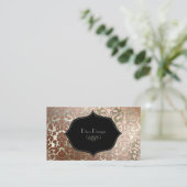 PixDezines Faux Copper Flora Damask/diy background Visitekaartje (Staand voorkant)