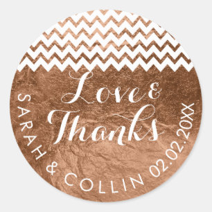 PixDezines faux folie/koper/bedankt/DIY tekst Ronde Sticker