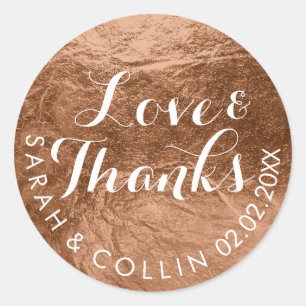 PixDezines faux folie/koper/bedankt/DIY tekst Ronde Sticker