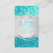 PixDezines Faux Glitter Aqua Blue Visitekaartje (Achterkant)