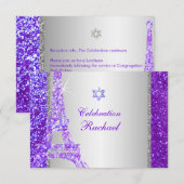 PixDezines faux glitter eiffel/mitzvah viering Kaart (Voorkant / Achterkant)