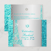 PixDezines faux glitter eiffel/mitzvah viering Kaart (Voorkant / Achterkant)