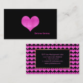 PixDezines Faux Glitter Heet Roze Hart Visitekaartje (Voorkant / Achterkant)