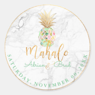 PixDezines Faux Gold Ananas/Mint/Marmer Ronde Sticker