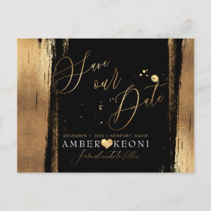 PixDezines Faux Gold Brush Stroke Save our Date Briefkaart