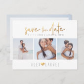 PixDezines Faux Gold Chic Script Save the Date Briefkaart (Voorkant / Achterkant)