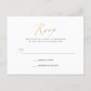 PixDezines Faux Gold Elegante Kalligrafie RSVP Uitnodiging Briefkaart