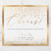 PixDezines Faux Gold Luxury Script Cheers+Confetti Sparkling Wijnetiket (Enkel label)