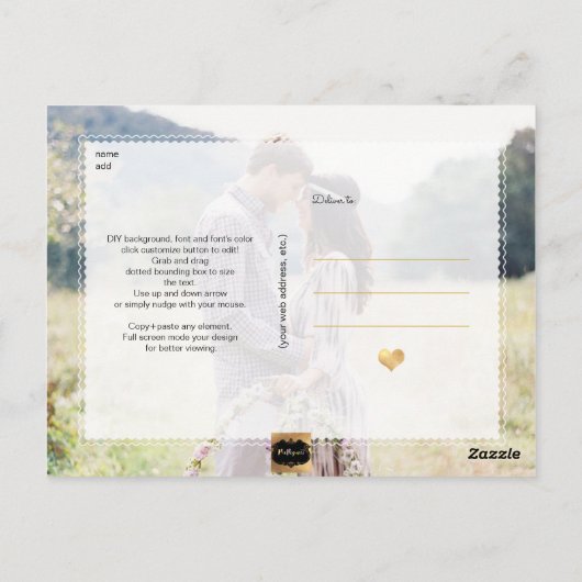 PixDezines Faux Gold/Marble/Red onze datum Briefkaart (Achterkant)