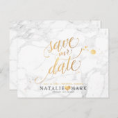 PixDezines Faux Gold/Marble/Save onze datum Briefkaart (Voorkant / Achterkant)