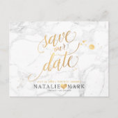 PixDezines Faux Gold/Marble/Save onze datum Briefkaart (Voorkant)