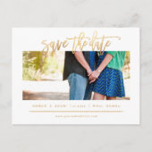 PixDezines Faux Gold Modern Borstelscript Aankondigingskaart (Voorkant)