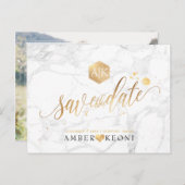 PixDezines Faux Gold/Monogram/Marmer/Bewaar je dat Briefkaart (Voorkant / Achterkant)