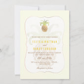 PixDezines Faux Gold Pineapple Wedding Kaart (Achterkant)
