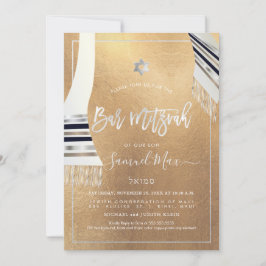 PixDezines Faux Gold+Platinum Talitz Bat Mitzvah Kaart