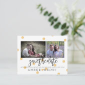 PixDezines Faux Gold Polka Dots Sla de datum op Save The Date (Staand voorkant)