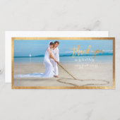 PixDezines Faux Gold Scallop lijst/dank u Bedankkaart (Voorkant / Achterkant)