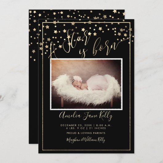 PixDezines Faux Gold Stars, A Star is Born Kaart (Voorkant / Achterkant)