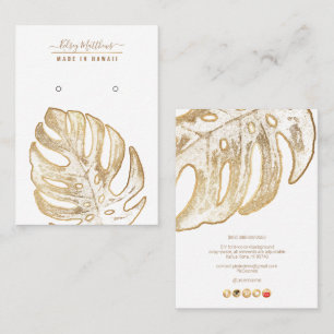 PixDezines Faux Gold Tropical Leaves Earrings Visitekaartje