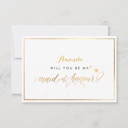 PixDezines Faux Gold Wil je Maid of Honor zijn? Kaart (Voorkant)