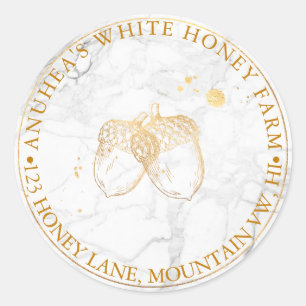 PixDezines FAUX GOUDEN EIKELS + MARMER Ronde Sticker